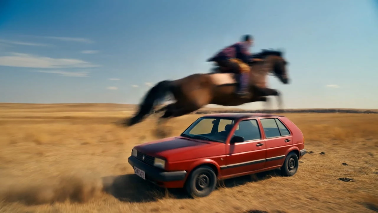 OpenArt surreal horse jump still frame